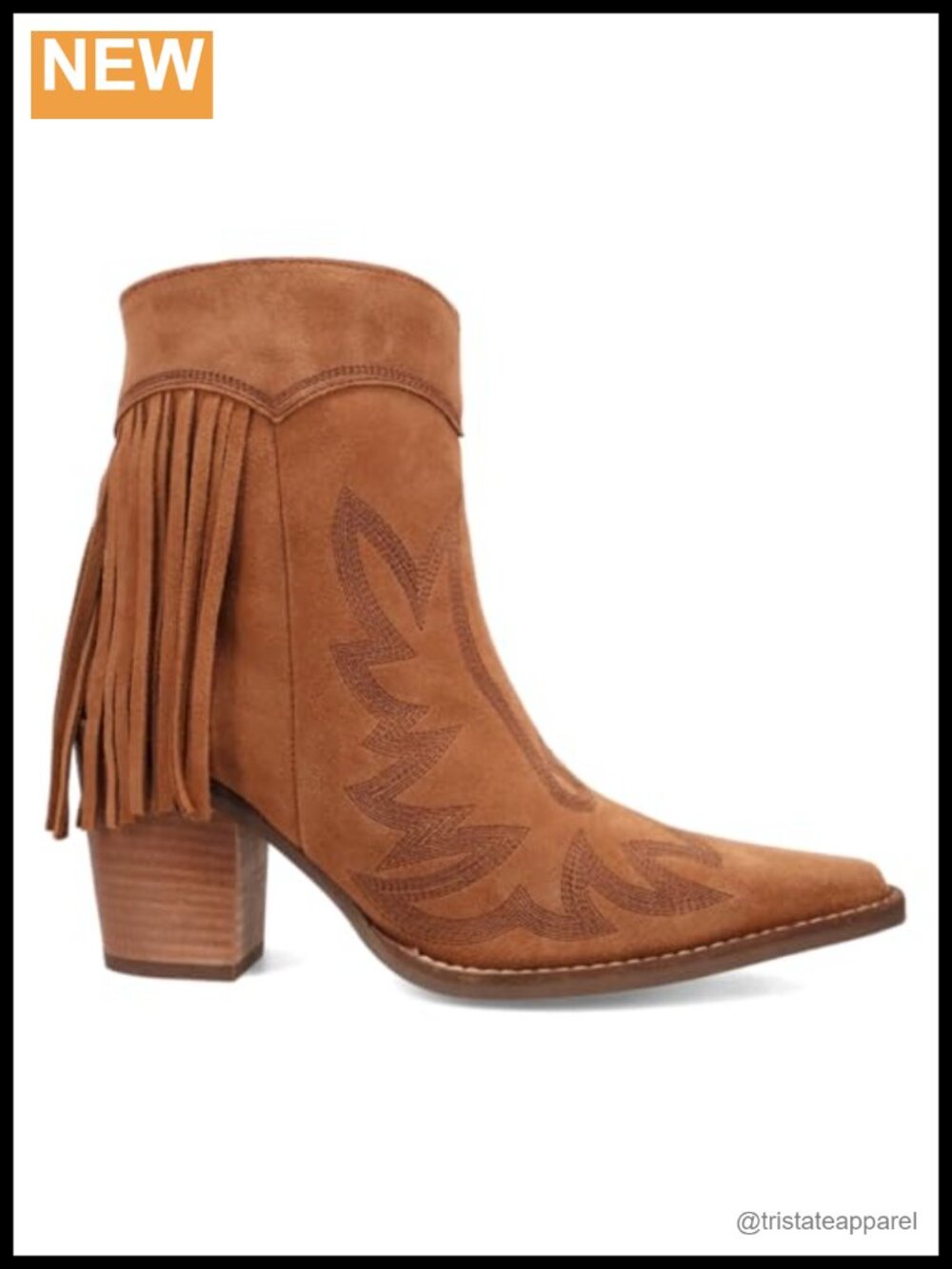 Dingo Wild Sage Suede Western Bootie Snip Toe Zipper Mid Heel